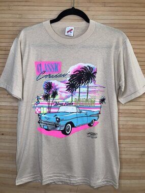 Vintage Jerzees Single stitch T-Shirt Classic cars ESKO 1989 sz M